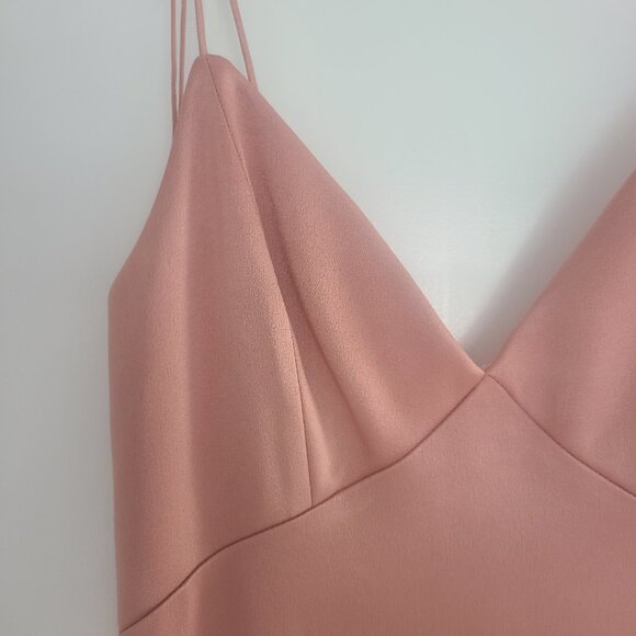 ALICE + OLIVIA Julietta V-Neck Blush Pink Slip Maxi Dress Burnt Rose Pink Size 0 - Picture 4 of 8